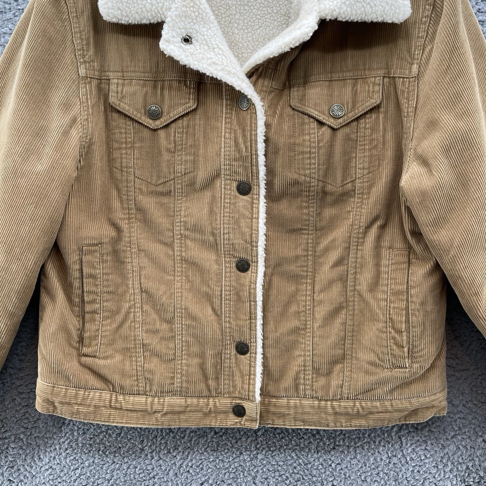 Винтажный Marvin Richards куртка женщин средний желтовато-коричневый вельвет флис с подкладкой водитель грузовика - Изображение 2 из 4