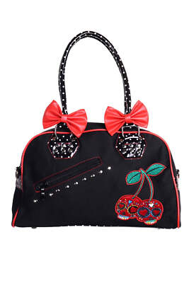 Underworld mit Kirschbissen Handtasche verbotener Schädel Goth Alt schwarz Polka Emo