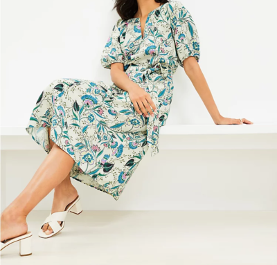 LOFT NEW with TAG Most Popular Women's Floral V-Neck Puff Sleeve