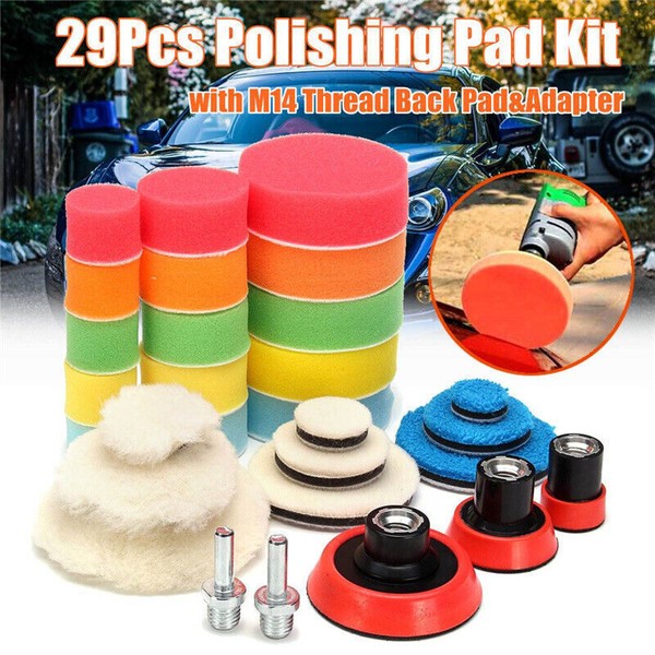 Kit de almohadilla de pulido de taladro de área pequeña 29 piezas para ruedas de automóvil Kit de herramientas de almohadilla de pulido