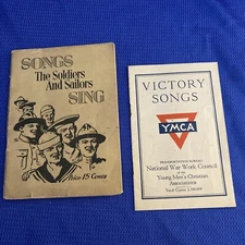 2 1918 Songs The Soldiers And Sailors Sing Paperback Booklet YMCA VICTORY SONGS