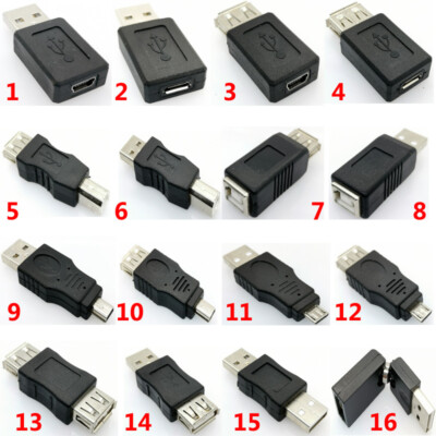 Micro USB Mini USB 2.0 Type B Male Female Printer Plugs Jack Connector Adapter