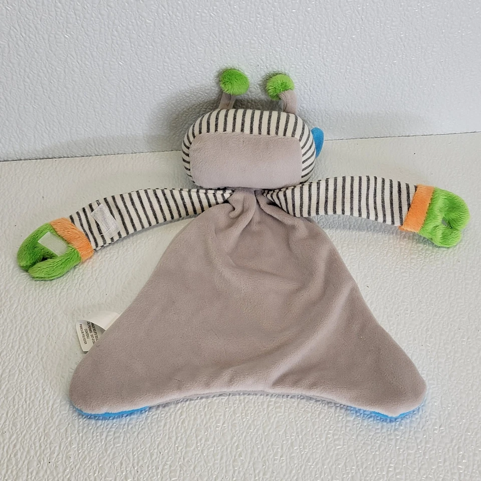 Maison Chic Robot Lovey Security Blanket Pacifier Blankie Holder Gray Yellow - Image 4 of 4