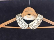 Vintage Glentex Ornate Beaded Collar Hotels Statler Display Wood Clothes Hanger