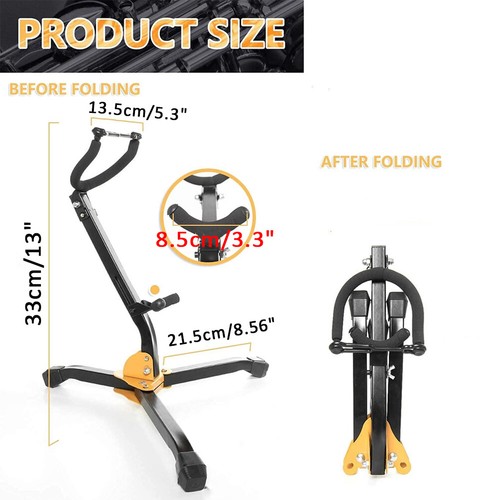 Portable Alto Tenor Sax Saxophone Tripod Stand Holder Folding Tool Black AU - Picture 3 of 8