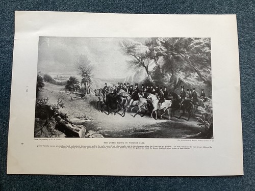 Queen Victoria Riding in Windsor Park, Antique Print