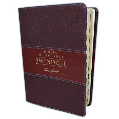 Biblia de Estudio Swindoll NTV: imit. piel duotono café con indice