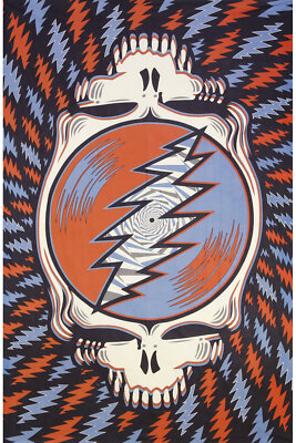 3D Grateful Dead Spin Your Face Red White & Blue Tapestry Stealie Sunshine Joy