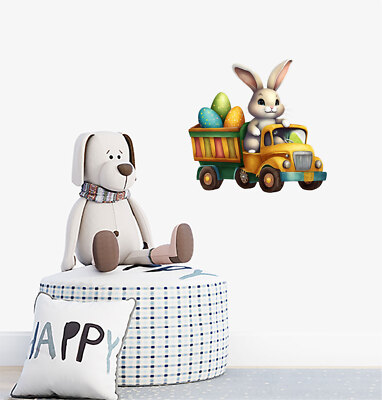 Osterhase Hase auf LKW Ei Wandbild bunte Vinyl Aufkleber Abziehbilder a8717