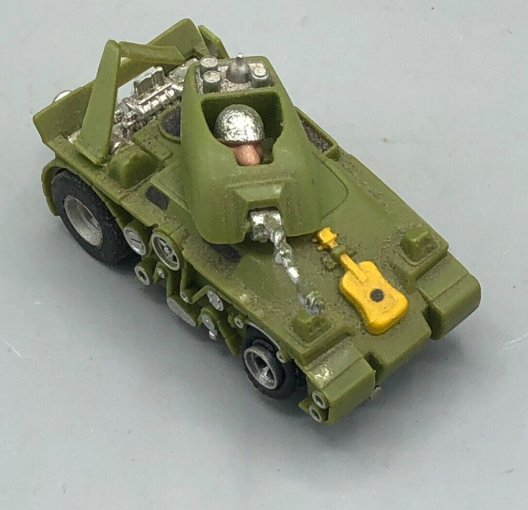 Vintage 1970s Aurora AFX Peace Tank in Olive Green HO Scale Slot