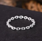 Silver Thin Curb Chain Ring For Unisex Simple Delicate Stack Ring Jewelry
