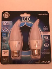 GE 17842 Candle Shape Dimmable LED Bulb, Soft White, 6.5W, 2-Pack