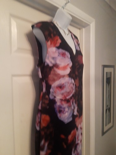Pied A Terre Pink Purple Black Floral Sleeveless Dress Stretchy Size 14 Wedding - Picture 2 of 12