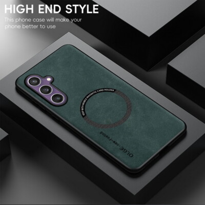 Fall für Samsung Galaxy A34 A33 A71 A51 MagSafe Leder Linse Schutz TPU Abdeckung