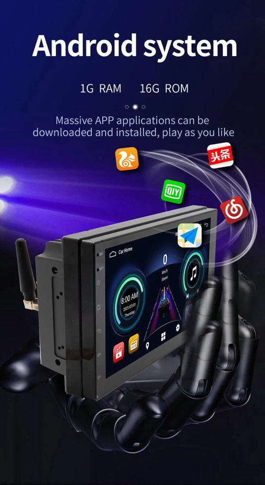 Radio estéreo para automóvil Android 10.1 Bluetooth FM AM WIFI GPS pantalla táctil reproductor de MP5 Foto 3 de 4