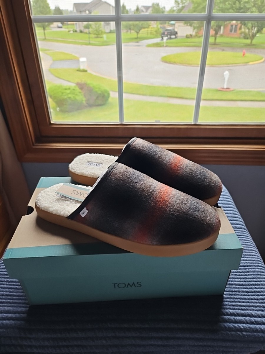 Toms Men\'s Harbor Abstract Plaid Cozy Slip-On Casual Slippers Red Size 8 TOMS Harbor Slipper, Red Abstract Plaid, Men main image 2