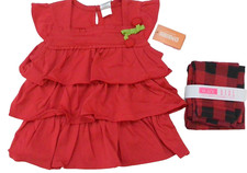 Gymboree TCP Girls Outfit 5/6 Red Top 6 Plaid Leggings 5/6New