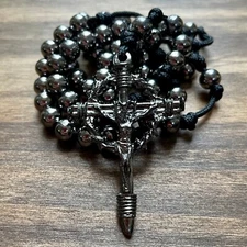 Rosary Paracord All Black Steel Rope Cord Wearable Rosario Catholic Mercy