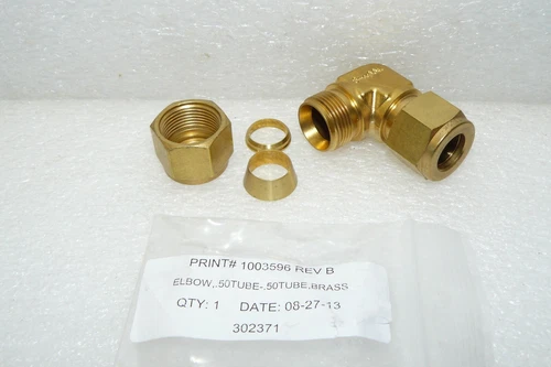 SWAGELOK B-810-9 TUBE FITTING BRASS FITTING UNION ELBOW 1/2" TUBE X1/2" TUBE NEW