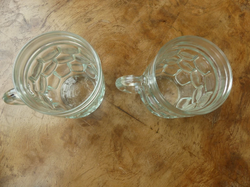 Arts de la table Verrerie Paire de chopes à bière en verre Reims France - Photo 3/4