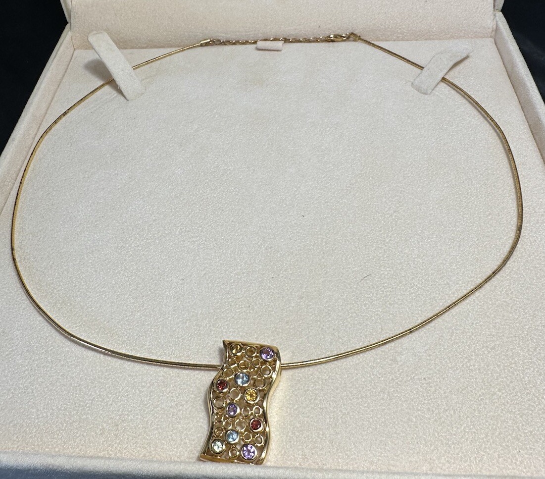 Signed Veronese 925 Multi Gemstone Adjustable Gol… - image 4