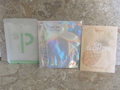 Lot of 3 Sheet High End Skin Care Face Mask Wishful Thirst Trap Zitsticka Karuna