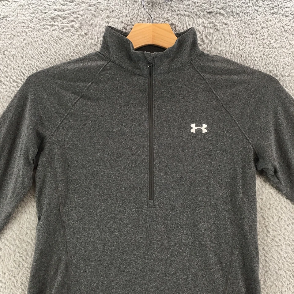 Under Armour Speed Stride T 恤女式 L 灰色棉混纺长袖 — 第 2/4 张图片