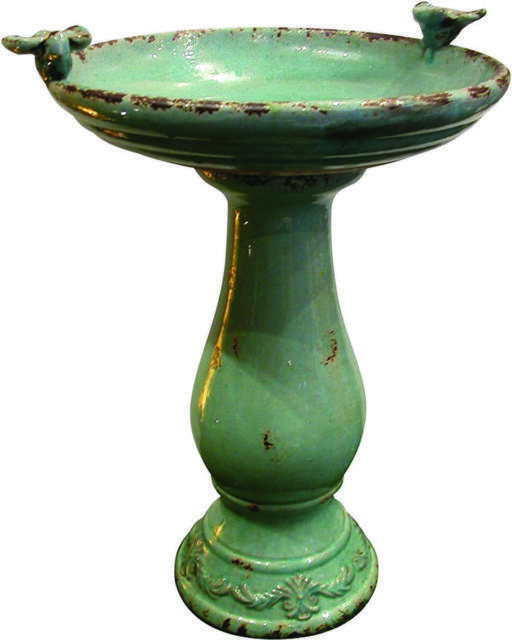 Alpine Outdoor Birdbath 25 In Weather Resistant Ceramic Turquoise Glaze For Sale Online Ebay
