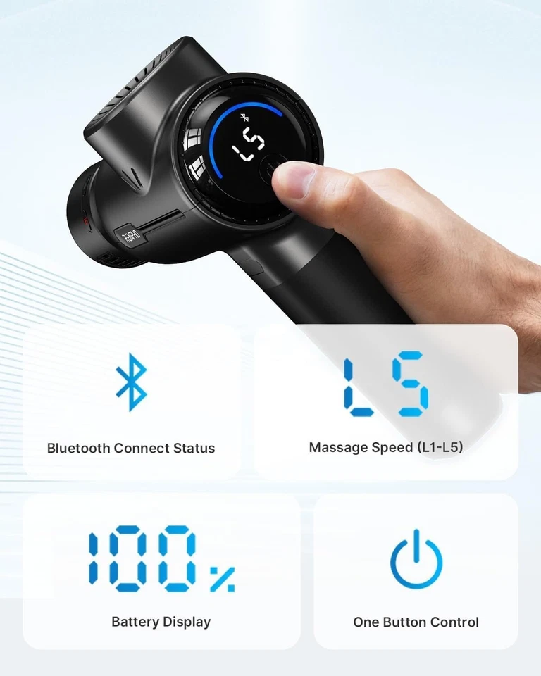 Pistola de Masaje RENPHO con Calor y Frío Muscular Masajeador de Tejido Profundo Vibrador Regalo Foto 3 de 4