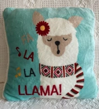  La La Llama 12” Throw Pillow Plush Front Sherpa Back Christmas Winter ADORBS