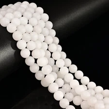 Natural White Jade Matte Round Beads Size 4mm 6mm 8mm 10mm 12mm 15.5" Strand