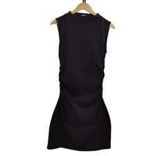 Quince Women Stretch Cotton Jersey Mock Neck Mini Dress Black M