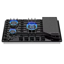 30 In. Recessed Gas Cooktop in Stainless Steel with Griddle and 5-Sealed Burners