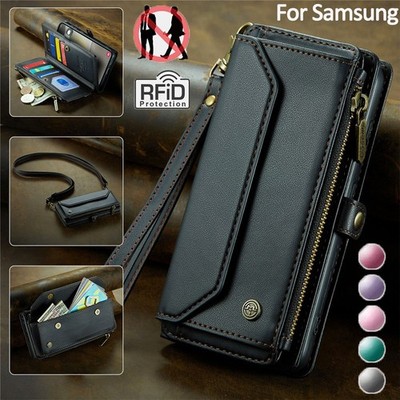 Lanyard Leder Zip Wallet Hülle für Samsung A56 A36 A26 A16 A55 A35 A15 A54 A34