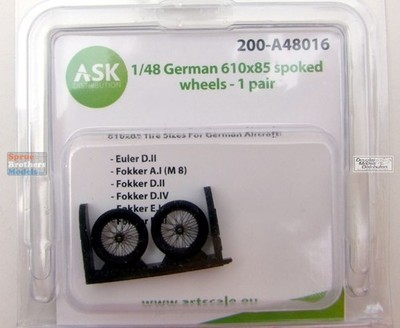 ASKA48016 1:48 ASK/Art Scale German Aircraft 610x85 Spoked Wheels Set