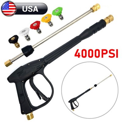 4000PSI High Pressure Power Washer Spray Gun Wand Lance Nozzle Tips Hose Kit M22