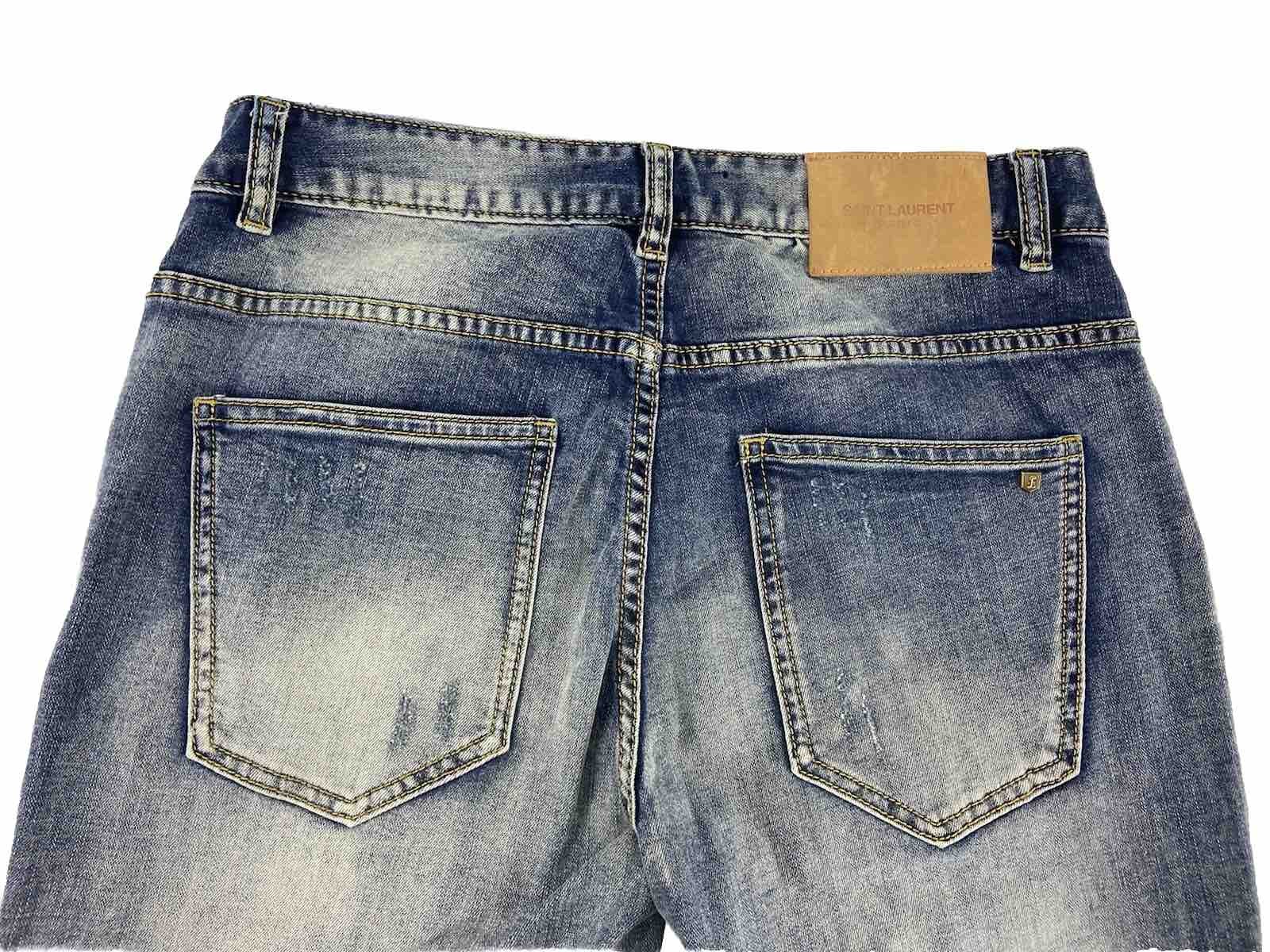 Jeans Saint Laurent Paris uomo taglia 33 blu denim gamba dritta design 5 tasche