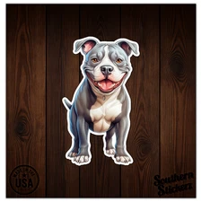 Smiling Pitbull Dog - Vinyl Decal Sticker - Car Window Laptop - ebn9636