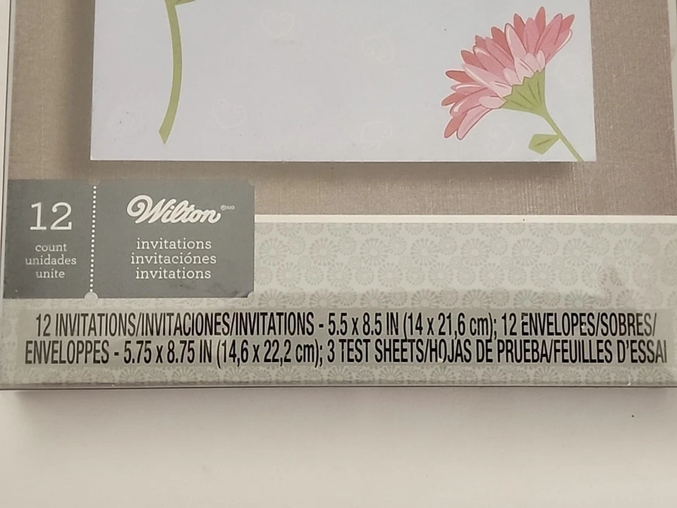 Wilton DIY Pink Daisy Invitation Kit 12 pack Envelopes Plus 3 Test Sheets  - Image 2 of 4