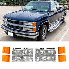 8pcsset Headlights Corner Parking Lights For 1994-1998 Chevy Ck 1500 2500
