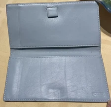 COACH Black With Sky Blue Interior Leather Checkbook Cover * Pen Holder