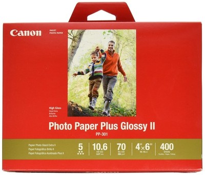 CanonInk Photo Paper Plus Glossy II 4'' x 6'' 400 4'x6' (400 Sheets), White