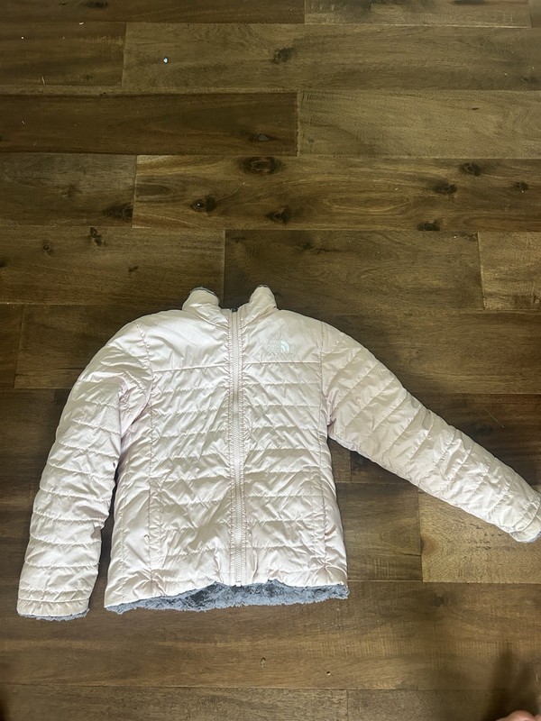 Little Girls Reversible Pink And Gray North Face Jacket