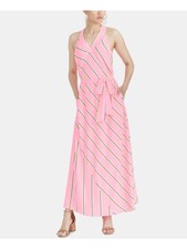 RACHEL ROY Womens Pink Striped Sleeveless V Neck Maxi Shift Dress Size: XS