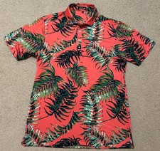Bad Birdie Tulum Polo Shirt Men's M Floral Hawaiian AOP Performance Stretch Golf