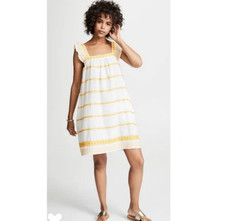 Tory Burch Ruffle-Trimmed Embroidered Linen and Cotton-Blend Mini Dress Size M