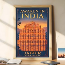 Hawa Mahal Jaipur Poster - Vintage Art Deco Travel Wall Art Print