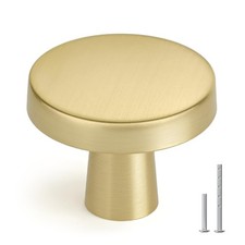 10 Pack Gold Cabinet Knobs Round Brushed Brass Kitchen Handles Alloy Metal Ha...