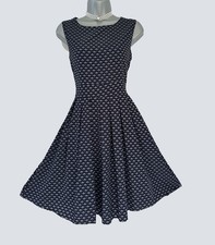 Silver Silk navy printed sleeveless a-line  occasion smart above knee dress 10