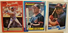 Lot of (3) 1989-1990 Donruss, Fleer, Topps MLB Cards Joey Belle, RC, Indians